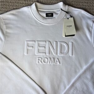 FENDI NWT Men's White Crewneck Sweater. Size XXL